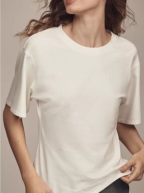 Anthropologie Size XS off White Short-Sleeve Fitted Waist Top